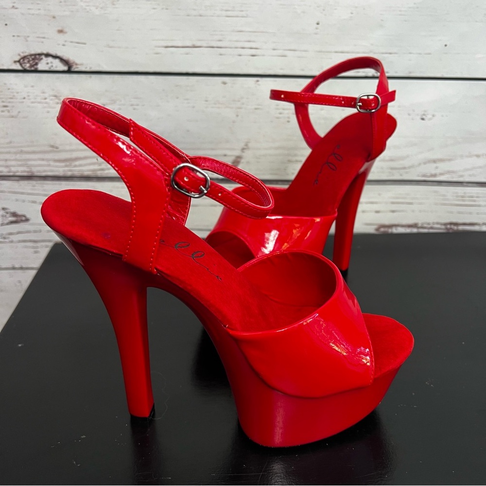 Ellie Red Platform Heels - Picture 3 of 16